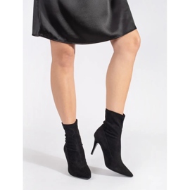 Sergio Leone Black suede elastic high-heeled ankle boots 2