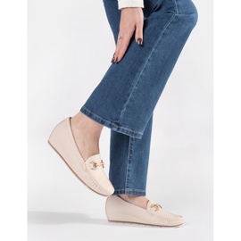 Goodin Beige loafers on a low wedge with an ornament 2 Goodin Beige loafers on a low wedge with an ornament 2