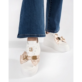 White and gold sneakers with golden additions 2 White and gold sneakers with golden additions 2