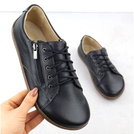 Women's leather shoes Barefoot Black Helios 436 1