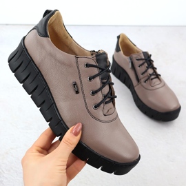 Women's leather shoes for Khaki Helios 420 brown 1