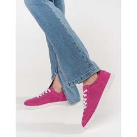 Goodin Pink openwork sneakers made of natural leather 1