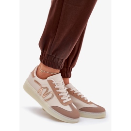 Low women's sports shoes with eco leather beige 3