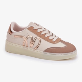 Low women's sports shoes with eco leather beige 6