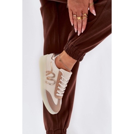 Low women's sports shoes with eco leather beige 7