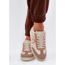 Low women's sports shoes with eco leather beige 8