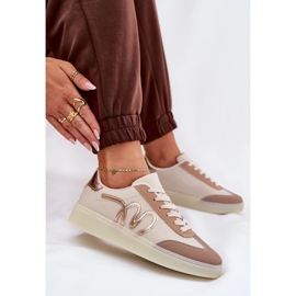Low women's sports shoes with eco leather beige 9