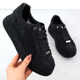 Women's shoes with zircons on the Platform Black Goe NN2N4021 1