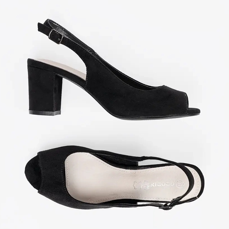 Goodin Suede sandals on a post black 1