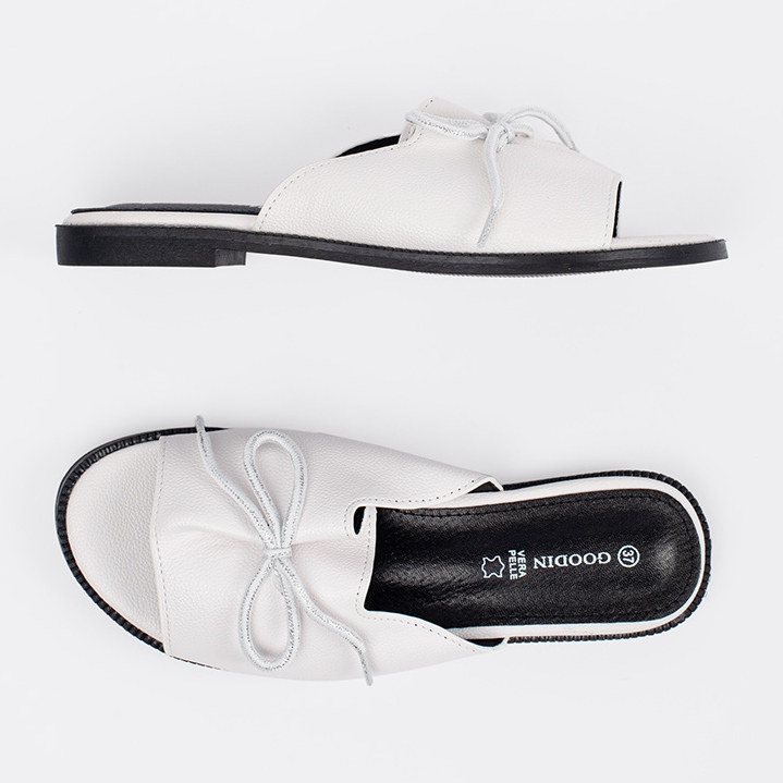 Goodin White flat flip flops with a bow 2