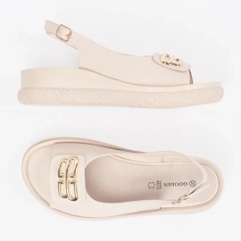 Goodin Beige flat sandals with an ornament 2