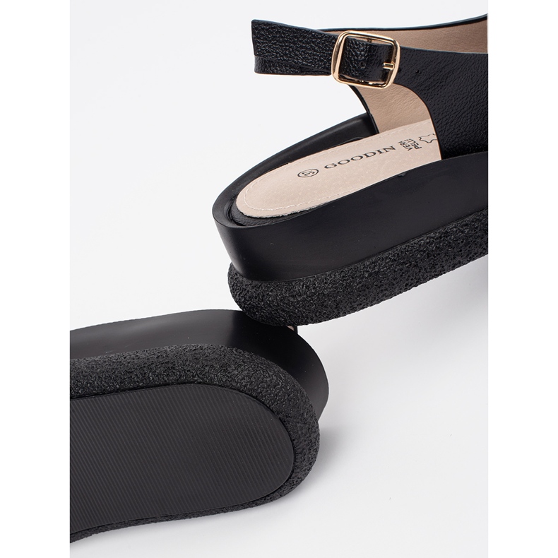Goodin Black flat sandals with an ornament 1 Goodin Black flat sandals with an ornament 1