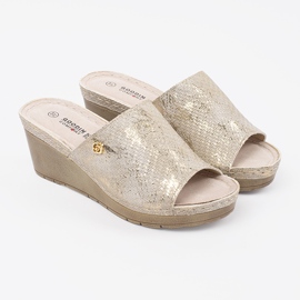 Goodin Women's flip -flops for taupe wedges golden 1