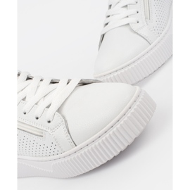 Goodin White sports sneakers on a natural leather platform 1