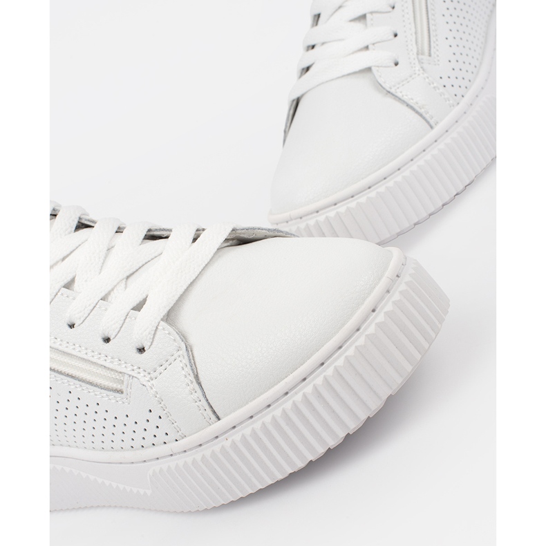 Goodin White sports sneakers on a natural leather platform 1