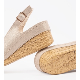 Goodin Light beige wedge sandals with a buckle and an ornament 1 Goodin Light beige wedge sandals with a buckle and an ornament 1