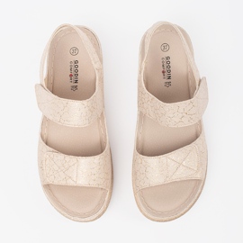 Goodin Light beige women's Velcro sandals 3