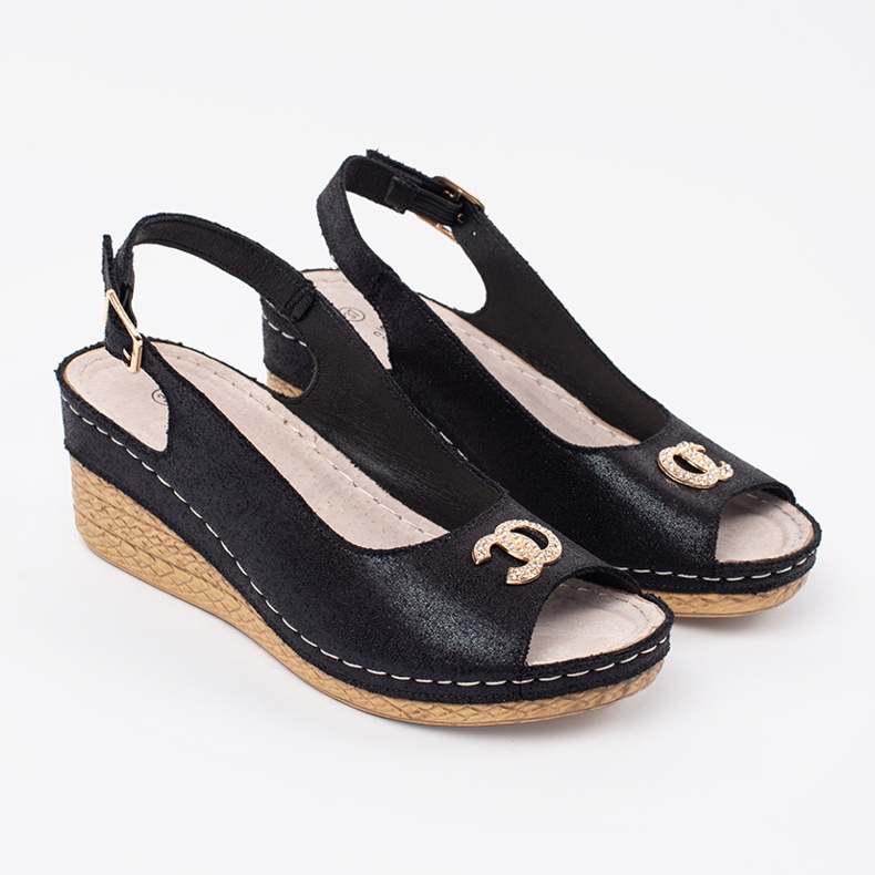 Goodin Black wedge sandals with a buckle 1 Goodin Black wedge sandals with a buckle 1
