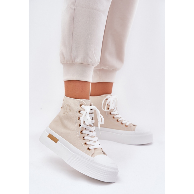 High women's sneakers on the platform beige 2