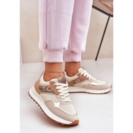 Women's sports shoes on platform animal pattern beige 2