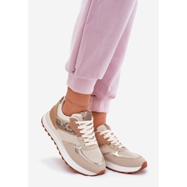 Women's sports shoes on platform animal pattern beige 1