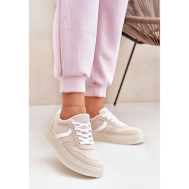 Low Women's Sneakers On The Platform Beige 2