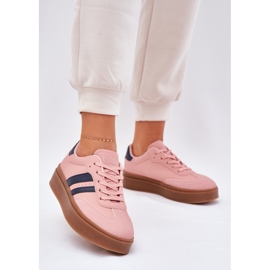 Women's sneakers on the platform with eco leather pink 2