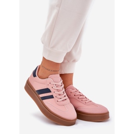 Women's sneakers on the platform with eco leather pink 1
