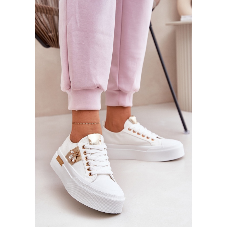 Women's sneakers on the platform with a decorative detail white 2