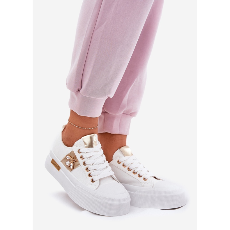 Women's sneakers on the platform with a decorative detail white 1