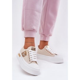 Women's sneakers on the platform with decorative detail beige 2