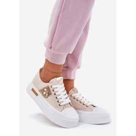 Women's sneakers on the platform with decorative detail beige 1