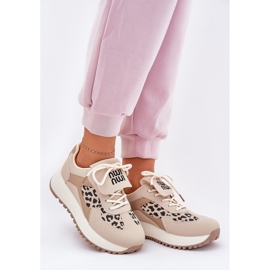 Women's sneakers sports shoes on the platform leopard beige 3