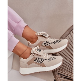 Women's sneakers sports shoes on the platform leopard beige 2