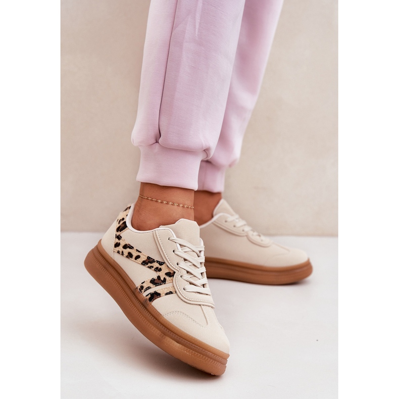 Women's sneakers on the platform leopard beige 2