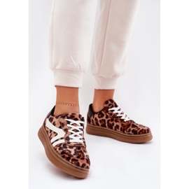 Women's sneakers on the platform leopard print brown 2
