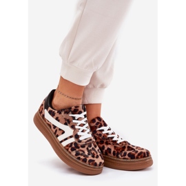 Women's sneakers on the platform leopard print brown 1
