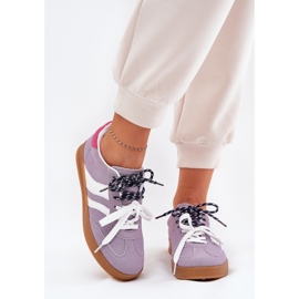 Low women's sneakers with double purple lacing violet 2 Low women's sneakers with double purple lacing violet 2