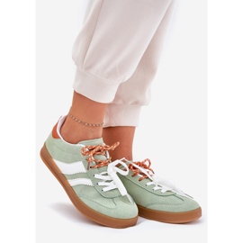 Low women's sneakers with double lacing green 1