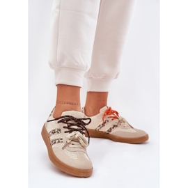 Women's sneakers with double lacing beige ollabes leopard print 2 Women's sneakers with double lacing beige ollabes leopard print 2