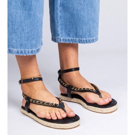 Black sandals decorated with a chain 2 Black sandals decorated with a chain 2