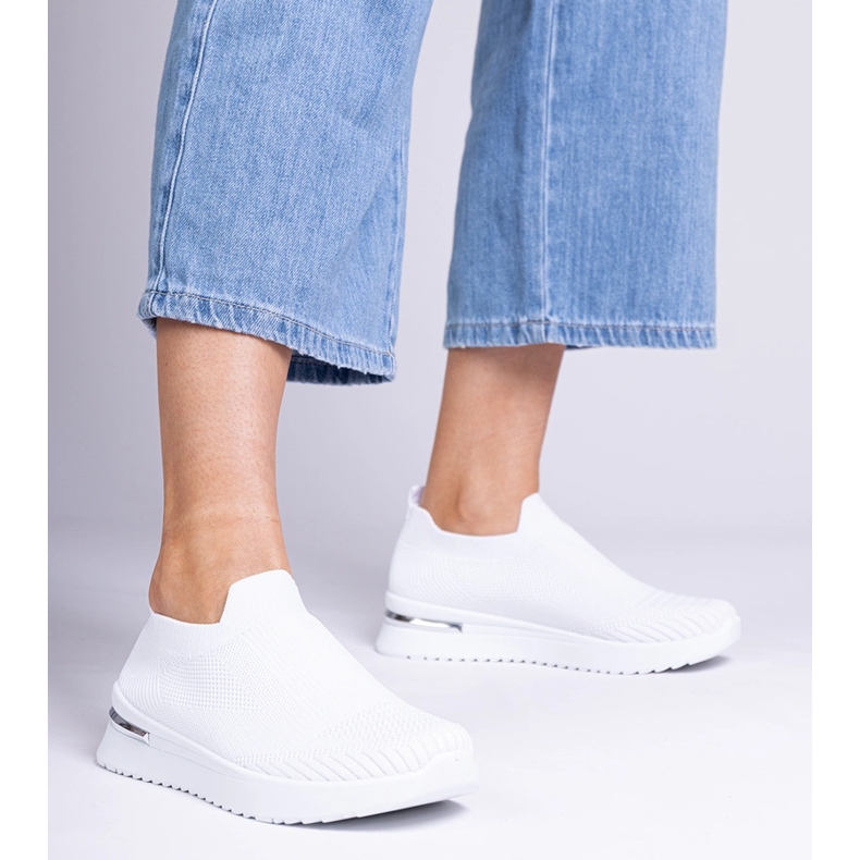 White slip-on sports sneakers 1