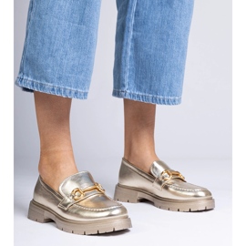 Golden elegant moccasins with decoration 1