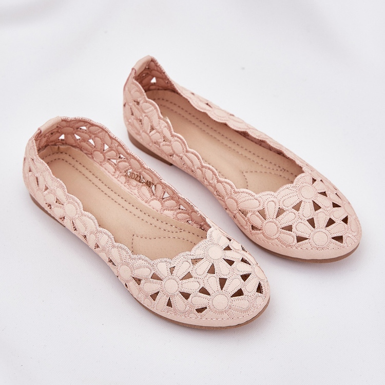 Openwork children's ballerinas with pink glitter 2