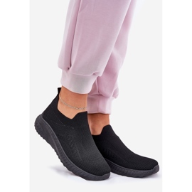 Slipped material sports shoes women's black 1