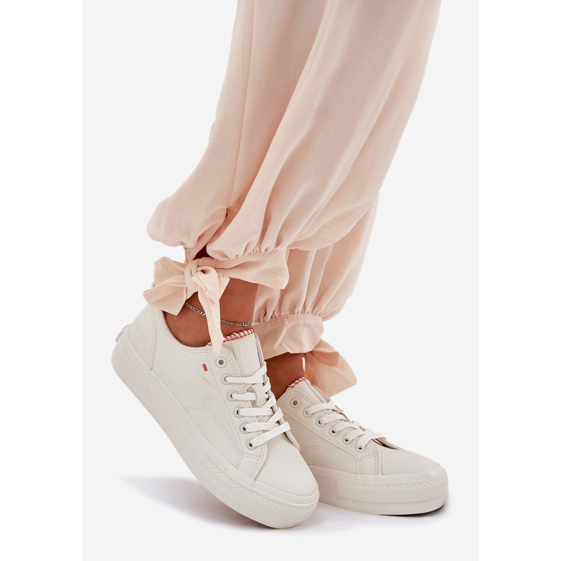 Women's sneakers on platform with eco leather big star rr274a297 light beige 1 Women's sneakers on platform with eco leather big star rr274a297 light beige 1
