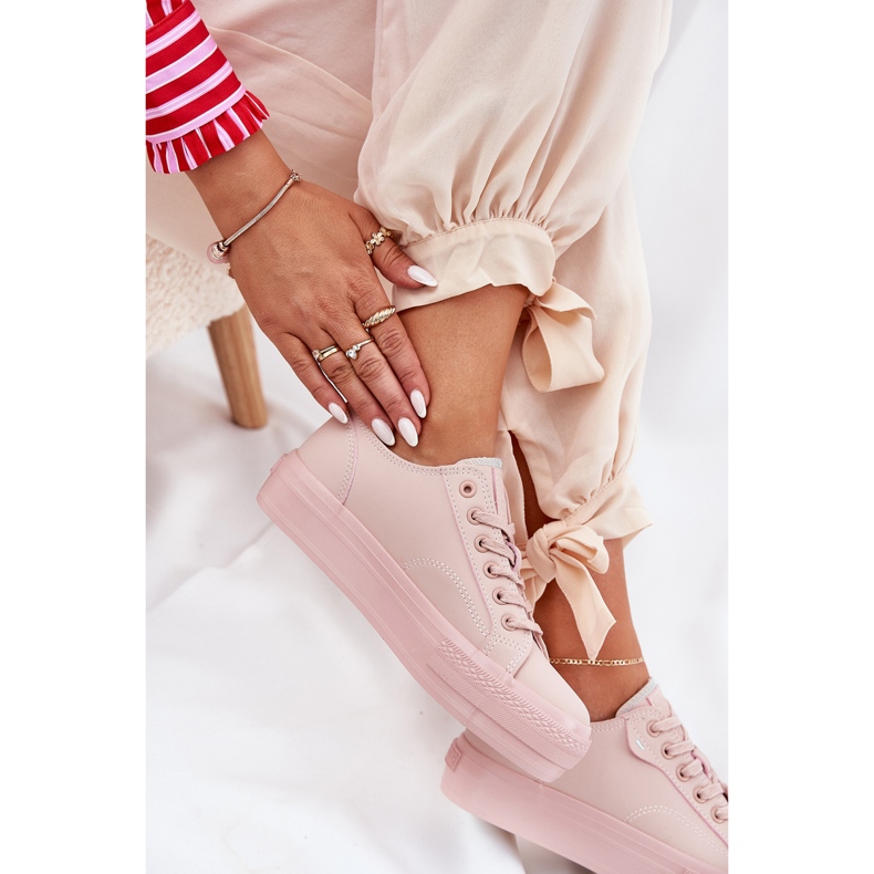 Women's sneakers on platform with eco leather big star rr274a294 pink 2