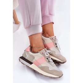 Women's suede sneakers big star rr274243 hi-Polish gray-pink system 2