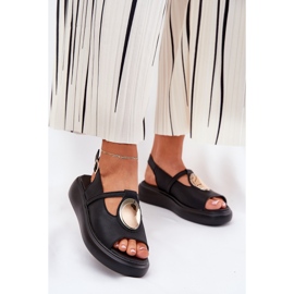 Leather elegant women's sandals s.barski gr51-603 black 2
