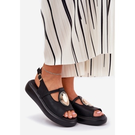 Leather elegant women's sandals s.barski gr51-603 black 1
